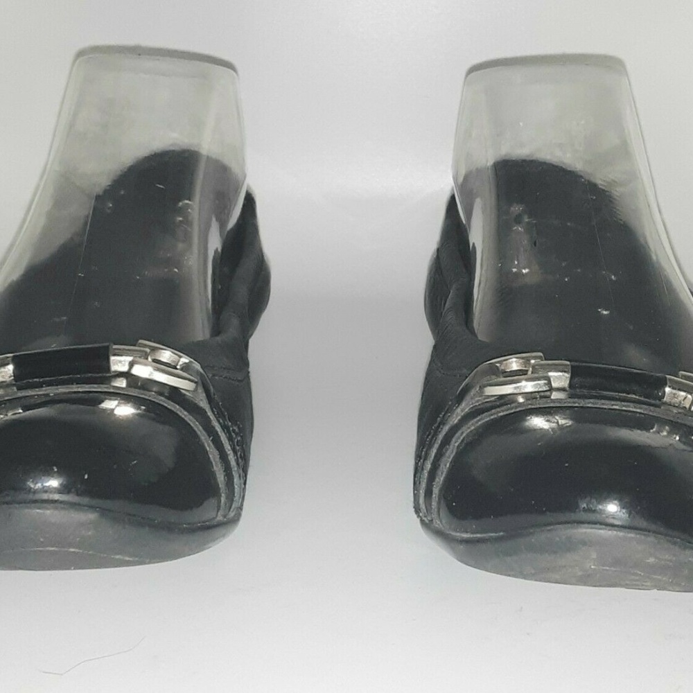 AGL Black Leather Ballet Flats Patent Cap Horsebit - Picture 6 of 7